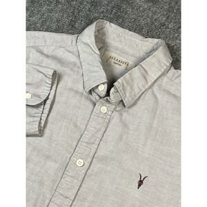 Allsaints Men Medium Button Shirt  Logo Basic White/gray  Luxury Cotton‎ EUC